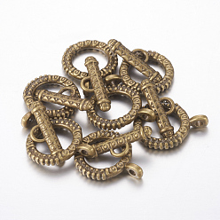 Antique Bronze Tibetan Style Toggle Clasps, Antique Bronze Color, Lead Free & Cadmium Free, Ring: 17.5mm wide, 23mm long, Bar: 8mm wide, 23mm long, hole: 4mm