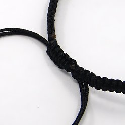 Черный Плетеные шнур нейлона для поделок браслет решений, чёрные, 145~155x5x2 мм, отверстие : 2~4 мм
