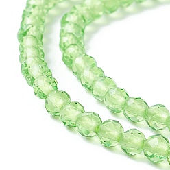 Vert Pâle Chapelets de perles en verre transparentes  , facette, ronde, vert pale, 3mm, Trou: 0.8mm, Environ 127~139 pcs/chapelet, 14.09~14.53 pouce (35.8~36.9 cm)