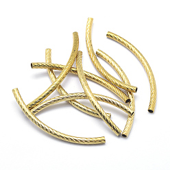 Raw(Unplated) Brass Tube Beads, Curved, Lead Free & Cadmium Free & Nickel Free, Tube, Raw(Unplated), 50x3mm, Hole: 2mm