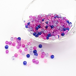 Mixed Color Baking Painted Crackle Glass Beads, Valentine's Mix, Round, Mixed Color, 4~4.5x4mm, Hole: 1mm, about 400pcs/bag