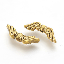 Antique Golden Tibetan Style Alloy Beads, Cadmium Free & Nickel Free & Lead Free, Wing, Antique Golden, 16x5x3mm, Hole: 1.5mm