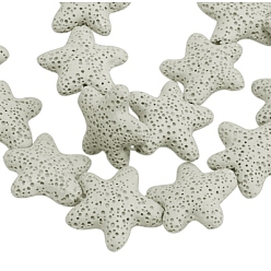 White Natural Lava Rock Beads Strands, Starfish/Sea Stars, Dyed, White, 24~25x7~8mm, Hole: 1mm, about 18pcs/strand, 15 inch
