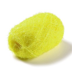 Jaune Fil à crocheter en polyester, fil frotté étincelant, pour lave-vaisselle, torchon, décoration artisanat tricot, jaune, 10~13x0.5mm, 218.72 verge (200m)/rouleau