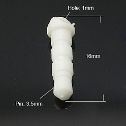 Белый Пластиковый пылезащитный мобильного пробки, белые, 16 мм, штифты : 3.5 мм, отверстие : 1 мм