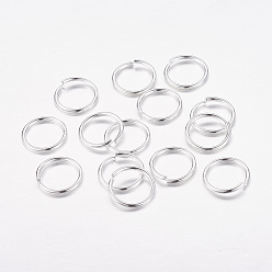 Серебро Открытые прыжковые кольца латунные прыжковые кольца, без кадмия и без свинца, серебряные, 10x1 мм, 18 датчик, внутренний диаметр: 8 мм, Около 2600 шт / 500 г