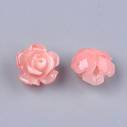 Light Coral Synthetic Coral Beads, Dyed, Flower, Light Coral, 10x10x6mm, Hole: 1mm