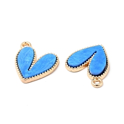Dodger Blue Acrylic Pendants, with Light Gold Plated Alloy Findings, Heart, Dodger Blue, 18.5x16x3mm, Hole: 1.6mm