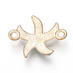 Light Gold Connecteurs de liens d'alliage, avec de la résine, étoile de mer / étoiles de mer, turquoise, or et de lumière, 24x19x4mm, Trou: 2mm