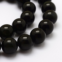 Obsidian Natural Green Eyes Obsidian Beads Strands, Round, 10mm, Hole: 1mm, about 39pcs/strand, 15.3 inch(39cm)