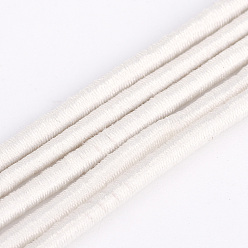 Beige Round Elastic Cord, with Fibre Outside and Rubber Inside, Beige, 2mm, about 76.55 yards(70m)/roll