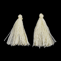 Light Goldenrod Yellow Cotton Thread Tassels Pendant Decorations, Light Goldenrod Yellow, 25~31x5mm, about 39~47pcs/bag