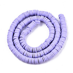 Lilac Handmade Polymer Clay Beads Strands, for DIY Jewelry Crafts Supplies, Heishi Beads, Disc/Flat Round, Lilac, 6x0.5~1mm, Hole: 1.8mm, about 290~320pcs/strand, 15.75 inch~16.14 inch(40~41cm)