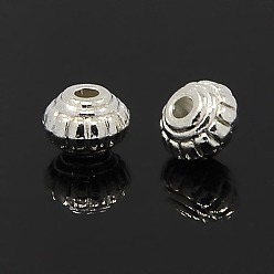 Серебро Сплавочные овальные бусины тибетского стиля , рондель, без кадмия и без свинца, серебряные, 6x4.5 мм, отверстие : 1.5 мм