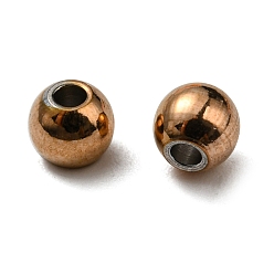 Rose Gold 304 Stainless Steel Spacer Beads, Round, Rose Gold, 4x3.5mm, Hole: 1.2mm