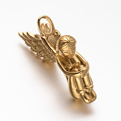 Golden 304 Stainless Steel Angel Pendants, Archangel Pendants, Golden, 45x11x22.5mm, Hole: 4x6mm