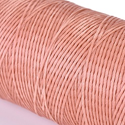 Pink Вощеный шнур полиэстера, микро шнур макраме, вощеная швейная нить, плоский, розовые, 0.8 мм, около 284.33 ярдов (260 м) / рулон