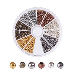 Mixed Color 1 Box Iron Spacer Beads, Round, Mixed Color, 2x2mm, Hole: 1mm, about 140pcs/compartment, 1680pcs/box