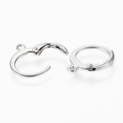 Stainless Steel Color 304 Stainless Steel Leverback Earring Findings, with Loop, Stainless Steel Color, 14.5x12x2mm, Hole: 1.2mm, Pin: 0.8x1mm
