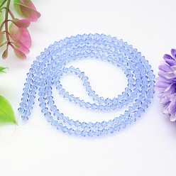 Azure Faceted Imitation Austrian Crystal Bead Strands, Grade AAA, Bicone, Azure, 5x5mm, Hole: 0.7~0.9mm, about 80pcs/strand, 15.7 inch
