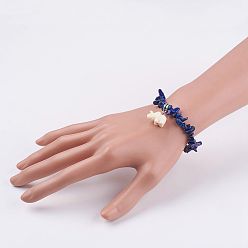 Lapis Lazuli Bracelets de résine elephant charm, avec éclats de lapis-lazuli naturel (teinté), 2 pouces (51 mm)