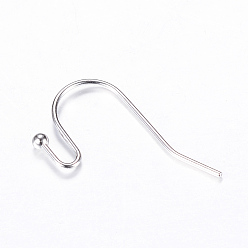 Platinum Iron Earring Hooks, Nickel Free, Platinum, 19x13mm, 20 Gauge, Pin: 0.8mm
