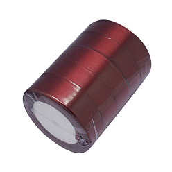 Dark Red Single Face Satin Ribbon, Polyester Ribbon, Dark Red, 1 inch(25mm) wide, 25yards/roll(22.86m/roll), 5rolls/group, 125yards/group(114.3m/group)