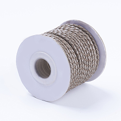Light Grey Round Braided Cowhide Cords, Light Grey, 3mm, about 10.93 yards(10m)/roll