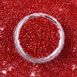 Red 11/0 Grade A Glass Seed Beads, Cylinder, Uniform Seed Bead Size, Baking Paint, Red, 1.5x1mm, Hole: 0.5mm, about 20000pcs/bag