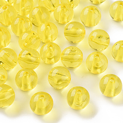 Yellow Transparent Acrylic Beads, Round, Yellow, 12x11mm, Hole: 2.5mm, about 566pcs/500g