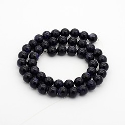 Blue Goldstone Synthetic Blue Goldstone Round Bead Strands, 4mm, Hole: 1mm, about 98pcs/strand, 15.7 inch