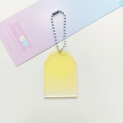 Jaune Ébauches de porte-clés pendentif disque de bricolage acrylique progressif, avec des chaînes de billes, polygone, jaune, 4 cm