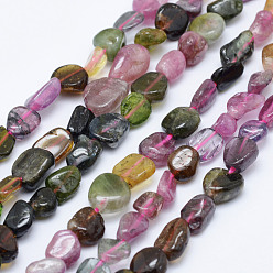 Tourmaline Tourmaline naturelle des perles brins, pierre tombée, nuggets, classe ab, 6~13x6~8mm, Trou: 1mm, 15.3 pouces ~ 15.7 pouces (39~40 cm)