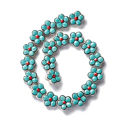 Turquoise Handmade Porcelain Flower Beads Strands, Turquoise, 16.5~17x17~17.5x7.5~7.8mm, Hole: 1.6~1.8mm, about 20pcs/strand, 12.56~12.68 inch(31.9~32.2cm)