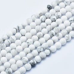 Howlite Natural Howlite Beads Strands, Round, 4mm, Hole: 1mm, about 86pcs/strand, 15 inch(38cm)