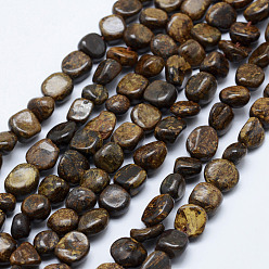 Bronzite Bronzite naturelles brins de perles, pierre tombée, nuggets, 6~13x6~8mm, Trou: 1mm, 15.3 pouces ~ 15.7 pouces (39~40 cm)