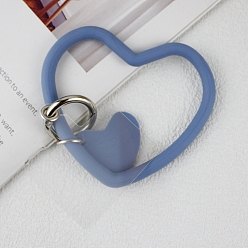 Стально-синий Силиконовый ремешок для телефона с петлей в форме сердца, ремешок на запястье с держателем для ключей из пластика и сплава, стальной синий, 7.5x8.8x0.7 см