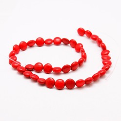 Red Flat Round Synthetic Turquoise Beads Strands, Dyed, Red, 10x5mm, Hole: 1mm, about 42pcs/strand, 15.7 inch