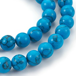 Synthetic Turquoise Synthetic Turquoise Beads Strands, Round, 10mm, Hole: 1mm, about 40pcs/strand, 15.3 inch(39cm)