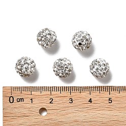 Crystal Polymer Clay Rhinestone Beads, Grade A, Round, PP15, Crystal, 10mm, Hole: 1.8~2mm, 6 Rows Rhinestone, PP15(2.1~2.2mm)