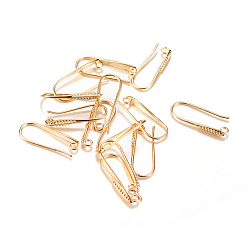 Light Gold Brass Earring Hooks, with Horizontal Loop, Light Gold, 21x3mm, 9 Gauge, Hole: 1.5mm