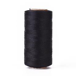 Black Waxed Polyester Cord, Micro Macrame Cord, Waxed Sewing Thread, Flat, Black, 0.8mm, about 284.33 yards(260m)/roll