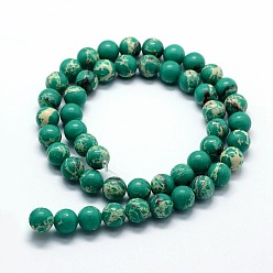 Light Sea Green Synthetic Imperial Jasper Beads Strands, Dyed, Round, Light Sea Green, 6mm, Hole: 0.8mm, about 63pcs/strand, 14.76 inch(37.5cm)