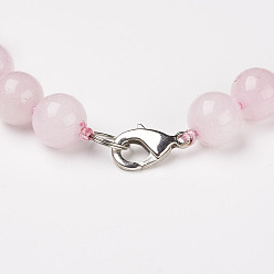 Rose Quartz Natural Rose Quartz Beads Necklaces, with Brass Lobster Claw Clasps, Round, 17.7 inch(45cm) long, beads: 8mm.