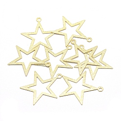 Real 18K Gold Plated Brass Pendants, Cut-Out, Lead Free & Cadmium Free & Nickel Free, Star, Real 18K Gold Plated, 27x25x0.3mm, Hole: 2mm