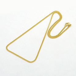 Golden Unisex Casual Style 304 Stainless Steel Curb Chain Necklaces, with Lobster Claw Clasps, Golden, 19.7 inch(50cm)