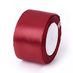 Dark Red Single Face Satin Ribbon, Polyester Ribbon, Dark Red, 2 inch(50mm), about 25yards/roll(22.86m/roll), 100yards/group(91.44m/group), 4rolls/group