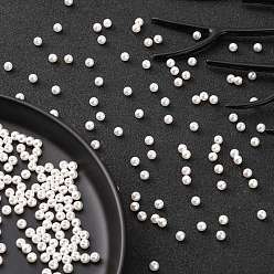 Creamy White Imitation Pearl Acrylic Beads, Dyed, Round, Creamy White, 4x3.5mm, Hole: 1mm, about 18100pcs/pound