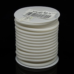 White Synthetic Rubber Cord, Hollow, with White Plastic Spool, White, 5mm, Hole: 3mm, about 10.93 yards(10m)/roll