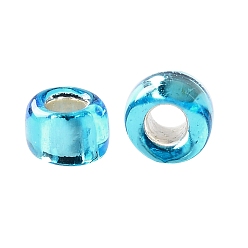 (23B) Silver Lined Aqua Toho perles de rocaille rondes, perles de rocaille japonais, (23 b) aqua doublé d'argent, 15/0, 1.5mm, Trou: 0.7mm, environ15000 pcs / 50 g